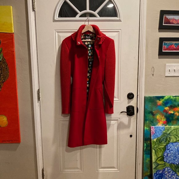 Dolce & Gabbana Jackets & Blazers - Long Red Dolce & Gabbana Wool Coat